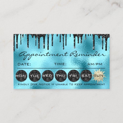 Makeup Hair Appointment Reminder Blue Turqoise Business Card
