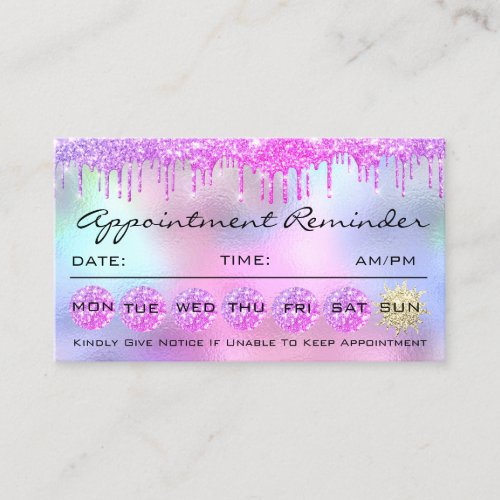 Makeup Hair Appointment Reminder Pink Drips Business Card