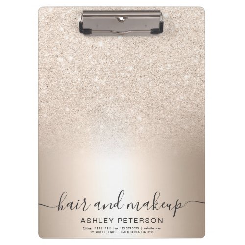 Makeup hair chic gold glitter ombre metallic foil clipboard