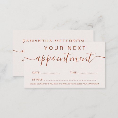 Makeup hair minimalist beige terracotta simple appointment card