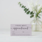 Makeup hair minimalist black and lavender appointment card (Standing Front)