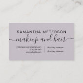 Makeup hair minimalist black and lavender appointment card (Back)