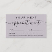 Makeup hair minimalist black and lavender appointment card (Front)