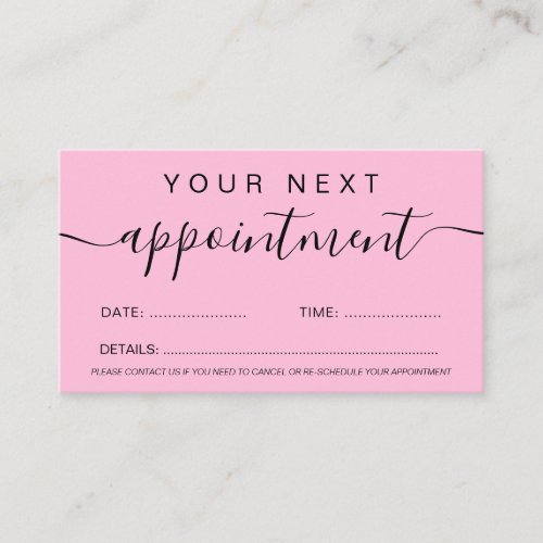 Makeup hair minimalist black and pink simple appointment card