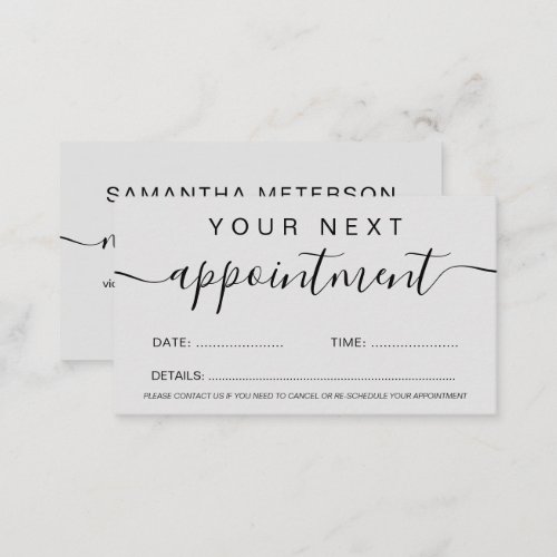 Makeup hair minimalist gray and white simple appointment card