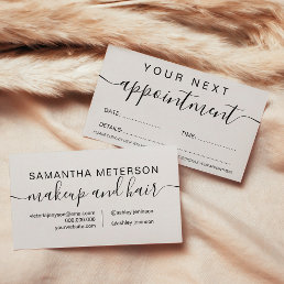 Makeup hair minimalist light gray simple appointment card