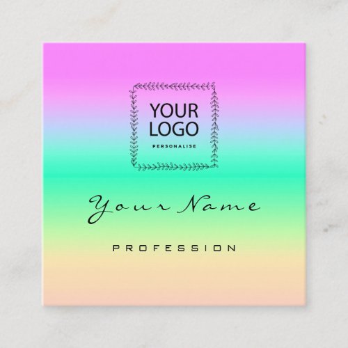 Makeup Hair  Nail  Logo QR CODE Holograph Ombre Square Business Card