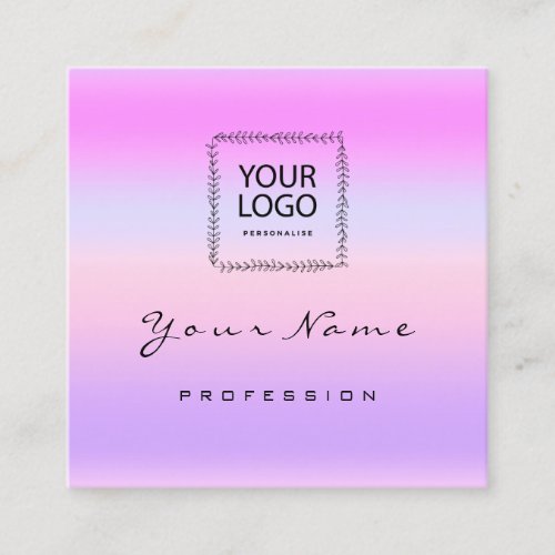 Makeup Hair  Nail  Logo QR CODE Pink Pastel Ombre  Square Business Card