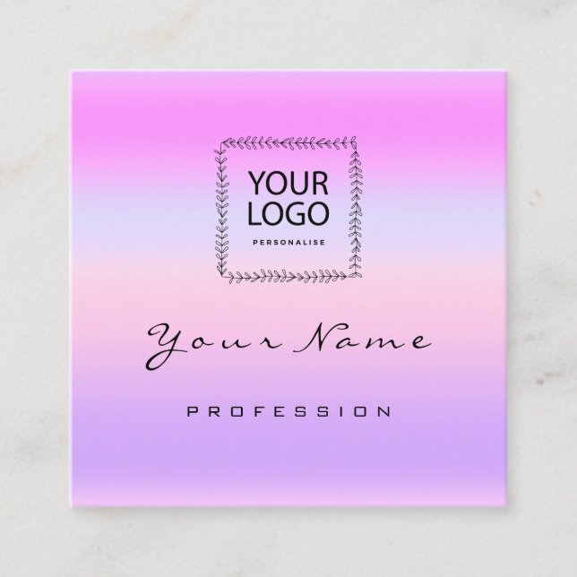 Makeup Hair  Nail  Logo QR CODE Pink Pastel Ombre  Square Business Card (Front)