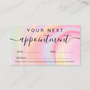 Makeup hair pink girly rainbow unicorn marble appointment card