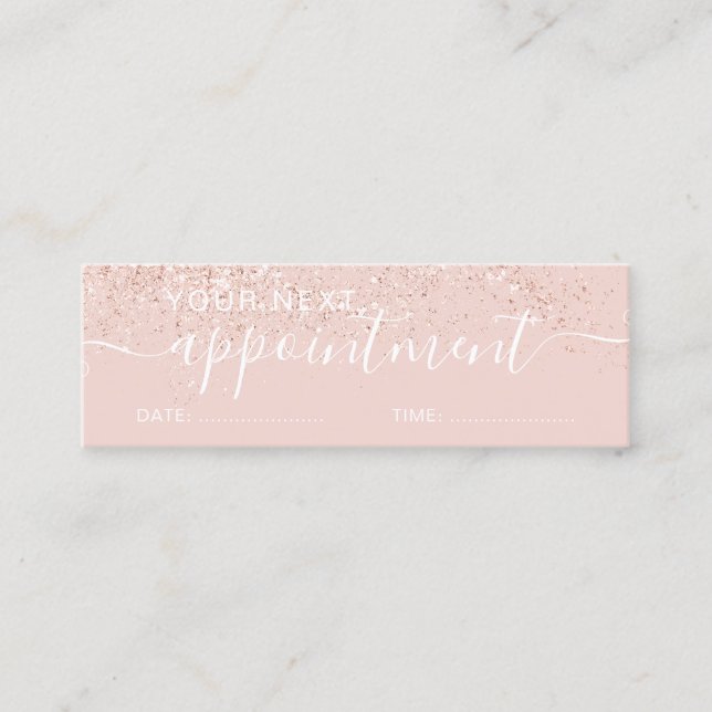 Makeup hair rose glitter blush appointment mini business card (Front)