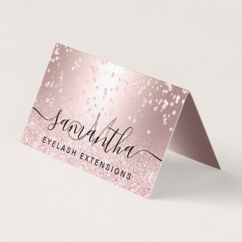 Makeup hair rose gold glitter chic eye aftercare business card
