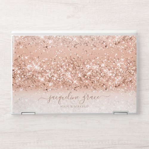 Makeup Hair Rose Gold Glitter Monogram HP Laptop Skin