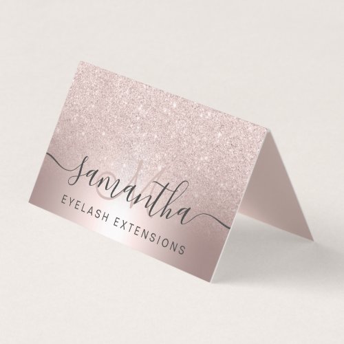 Makeup hair Rose gold glitter ombre eye aftercare Business Card