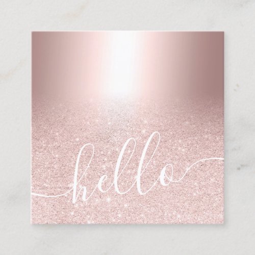 Makeup hair Rose gold glitter ombre metallic hello Square Business Card