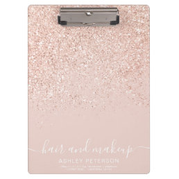 Makeup hair rose gold glitter pastel blush pink clipboard