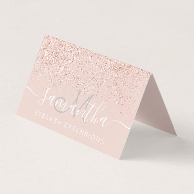 Makeup hair rose gold glitter pastel eye aftercare business card (Front)
