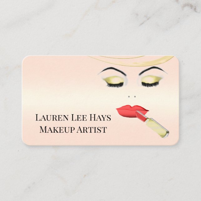 Makeup Hair Salon Beautician Pink Business Cards (Front)