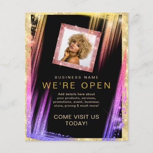 Makeup Hair Salon Custom Photo Black Gold Unique F Flyer