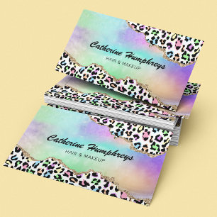 Makeup & Hair Salon Leopard Print Business Card