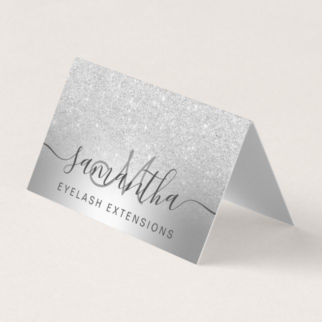 Makeup hair silver glitter ombre eye aftercare business card (Front)