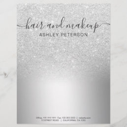 Makeup hair silver  glitter ombre metallic foil letterhead