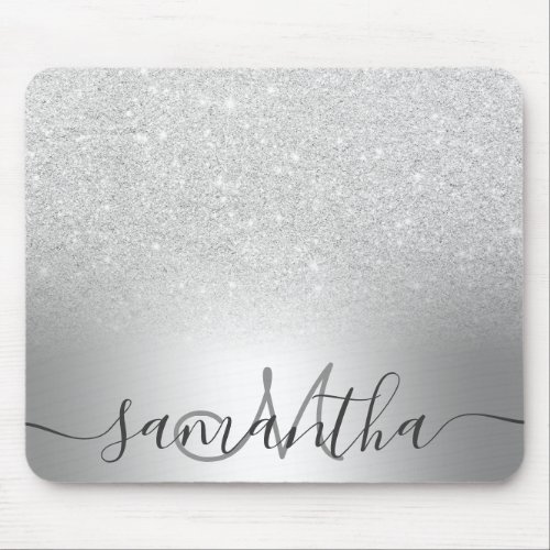 Makeup hair silver glitter ombre metallic foil mouse pad
