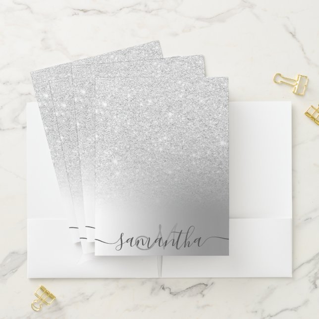 Makeup hair silver glitter ombre metallic foil pocket folder (In Situ)