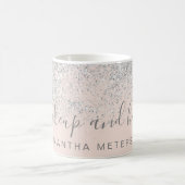 Makeup hair silver glitter pastel blush pink name coffee mug (Center)