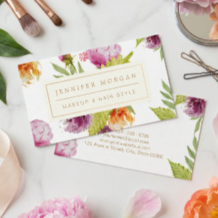Makeup Hair Style Beauty Salon Feminine Floral Business Card