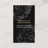 Makeup & Hair Stylist Monogram Elegant Dark Floral Business Card (Back)