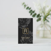 Makeup & Hair Stylist Monogram Elegant Dark Floral Business Card (Standing Front)