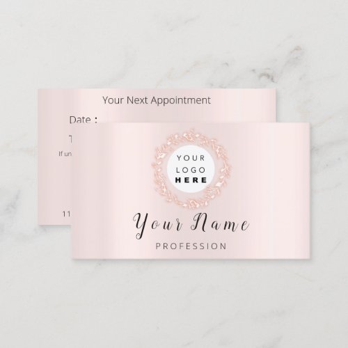 Makeup Hair Wax Lashes Rose Pink Florals Wreath Appointment Card