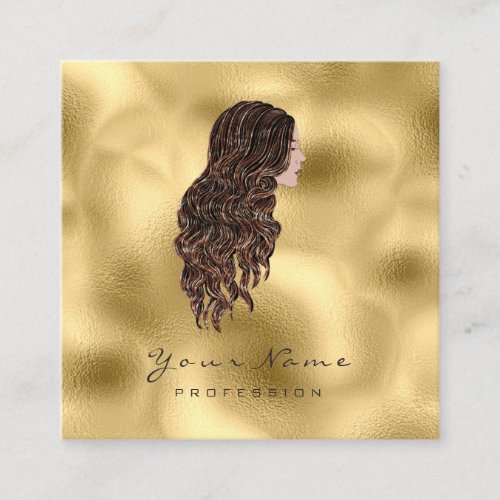 Makeup Hairdresser Lashes Mermaid Square Gold Square Business Card