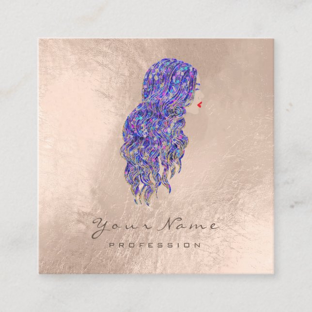Makeup Hairdresser Lashes Mermaid Square Pearly Square Business Card (Front)