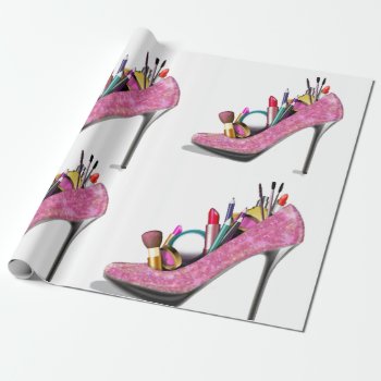 Makeup High Heels Stilettos Fashion Wrapping Paper by Lorriscustomart at Zazzle