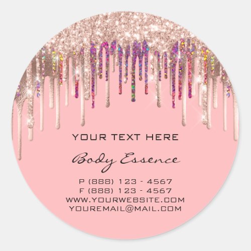 Makeup Holograph Drips Rose Pink Holidays Classic Round Sticker