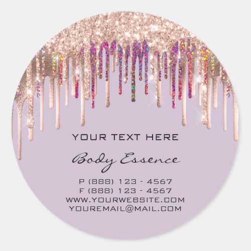 Makeup Holograph Drips Rose Purple Holidays Classic Round Sticker