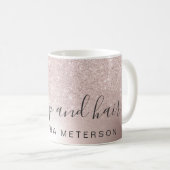 Makeup hRose gold glitter ombre metallic foil name Coffee Mug (Front Right)