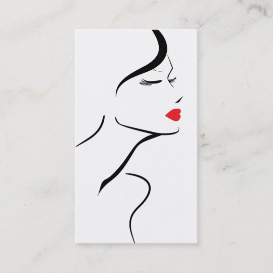 Makeup Icon Woman Face In Black White Red Lips Business Card