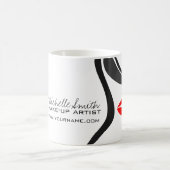 Makeup Icon Woman face in black white red lips Coffee Mug (Center)