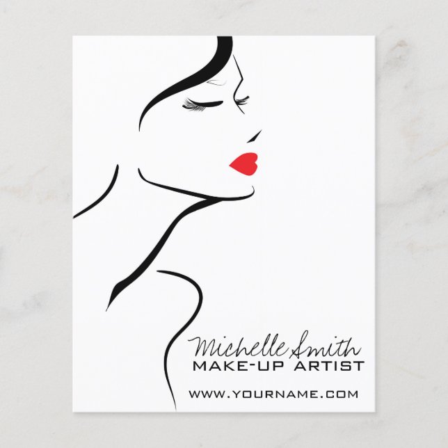 Makeup Icon Woman face in black white red lips Flyer (Front)