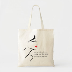 Makeup Icon Woman face in black white red lips Tote Bag