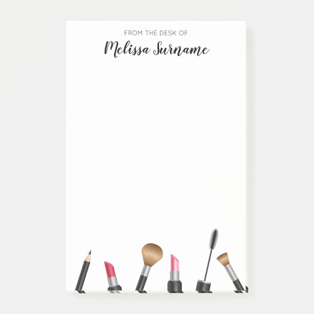 Makeup Items Design & Personalized Name Post-it Notes (Front)