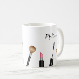 Makeup Items Illustration &amp; Personalized Name Coffee Mug