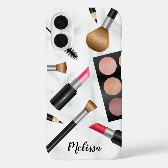 Makeup Items Illustration With Custom Name Case-Mate iPhone Case (Back)