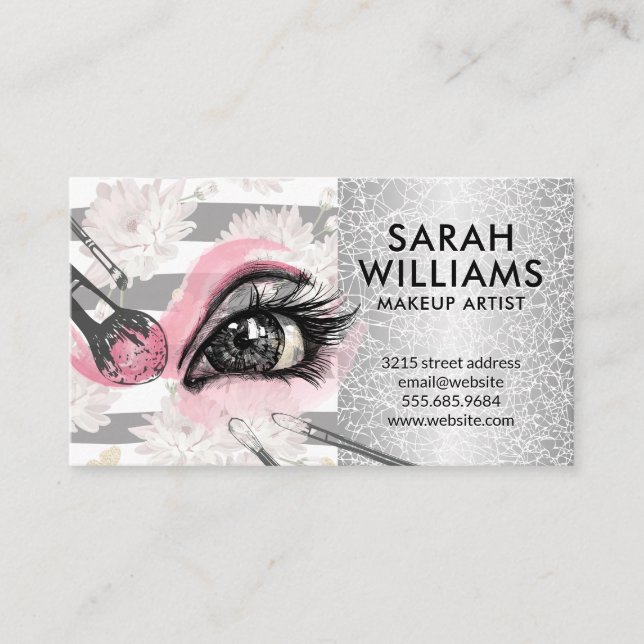 Makeup Kit Accessories | Eye Closeup Business Card (Front)