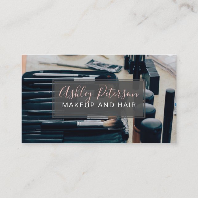 Makeup kit photo hair makeup typography business card (Front)