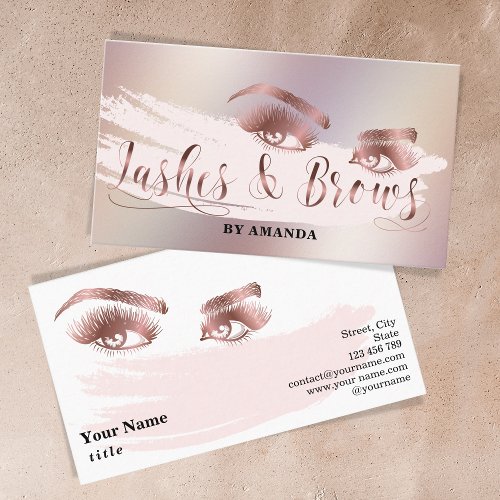 Makeup Lash Eyebrow Eyes Lashes Brows Rose Gold Business Card