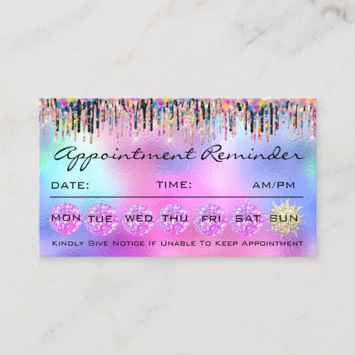 Makeup Lashes Appointment Reminder Holographic Business Card